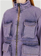 Hooded Acid Wash Cargo Jacket in Purple