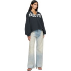 Palm Angels Black Big Neck Logo Balloon Crew Sweatshirt