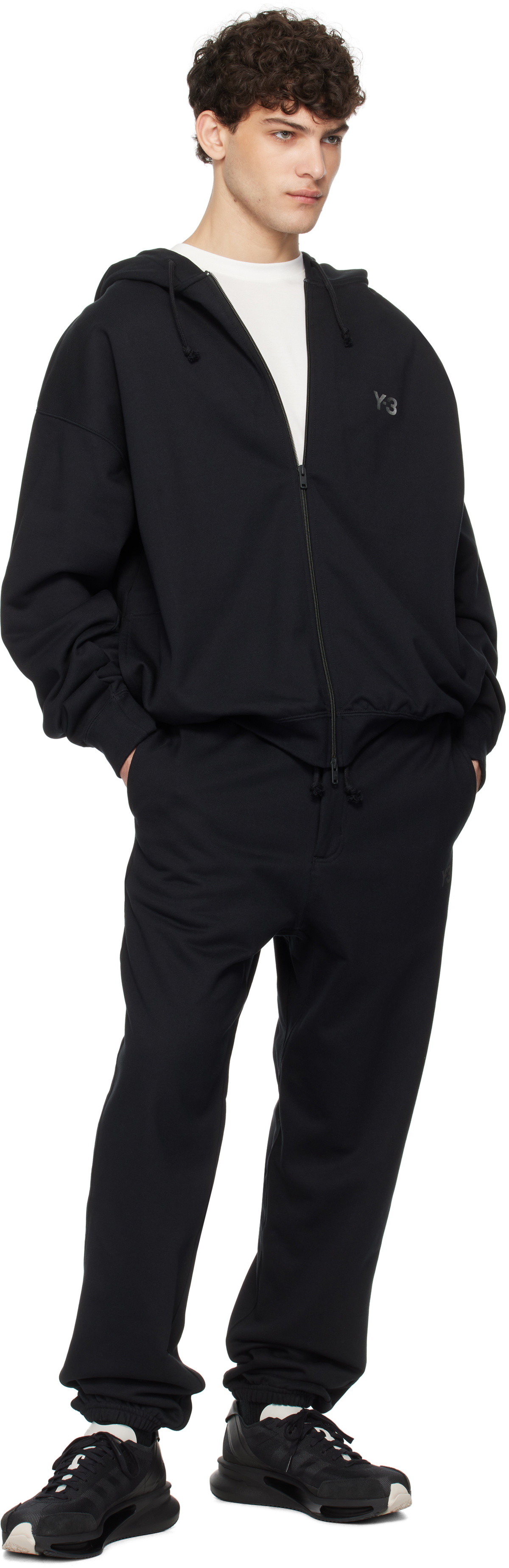 Y-3 Black French Terry Zip Hoodie Y-3