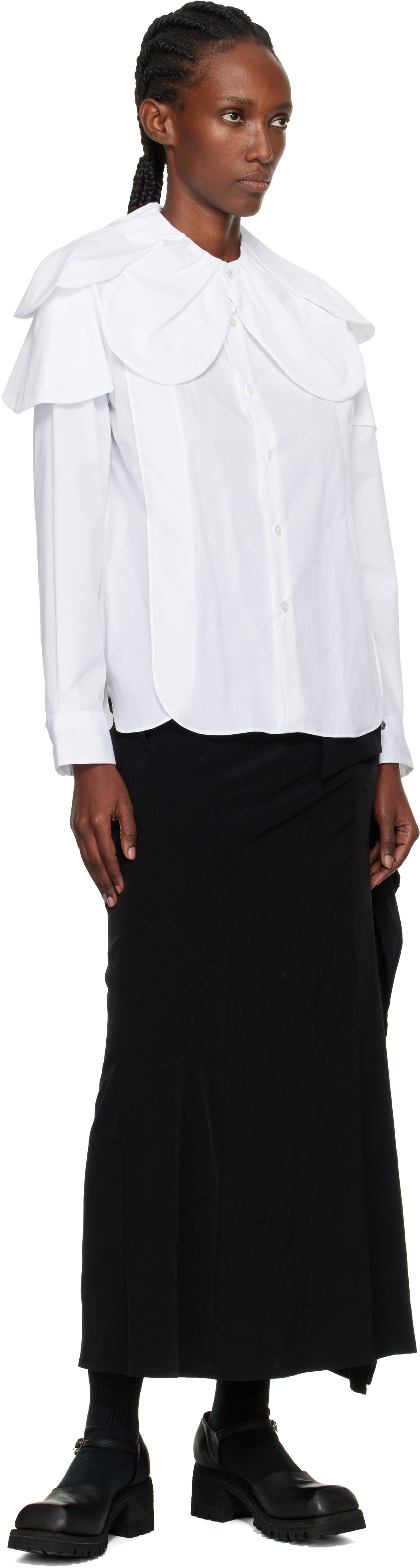 Noir Kei Ninomiya White Flower Collar Shirt