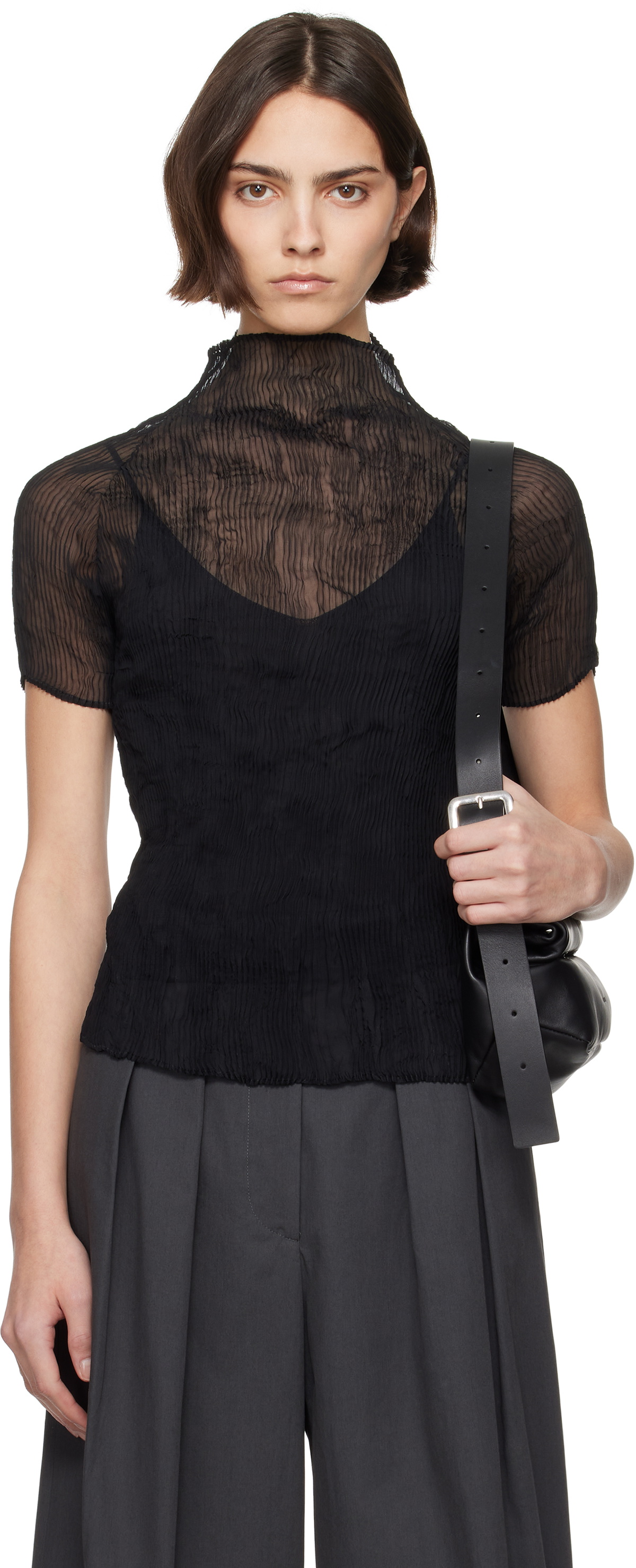 トップス Toshiya1048 2点セット】ラメシアーTOPS × ロゴTシャツ（トップス＋インナーセット