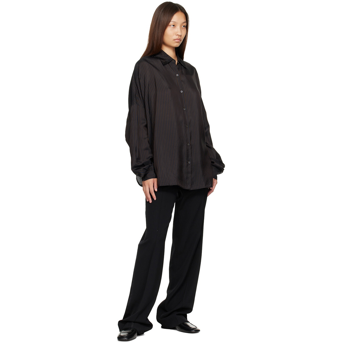 Dries Van Noten Brown Cupro Cocoon Shirt