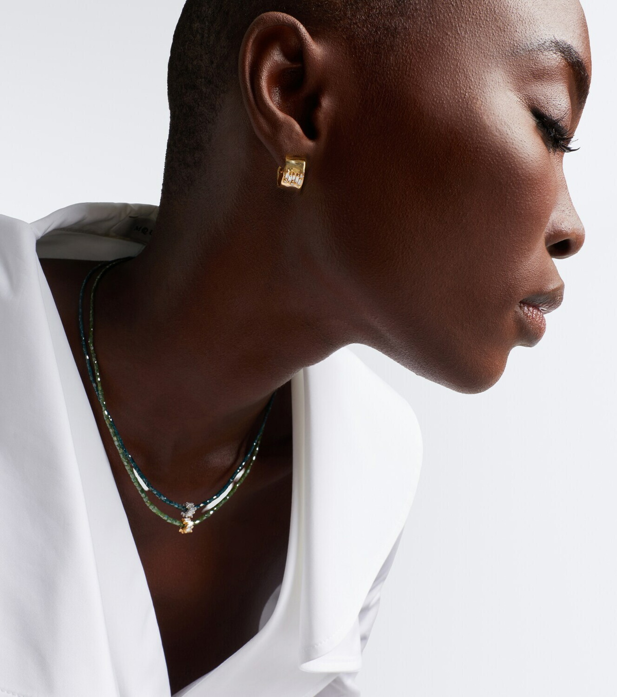Suzanne Kalan Mini 18kt gold hoop earrings with diamonds