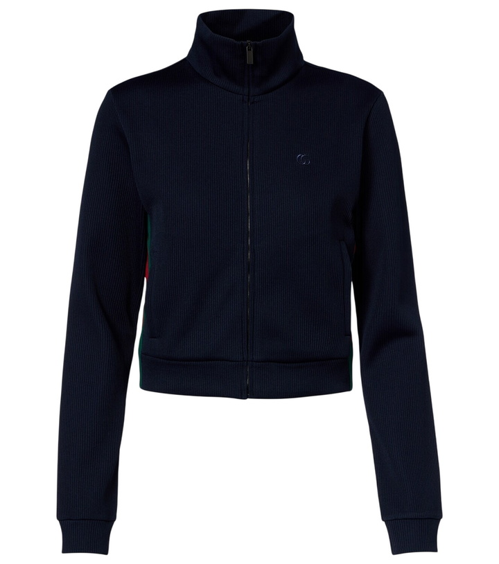 Photo: Gucci Web Stripe jersey zip-up sweatshirt