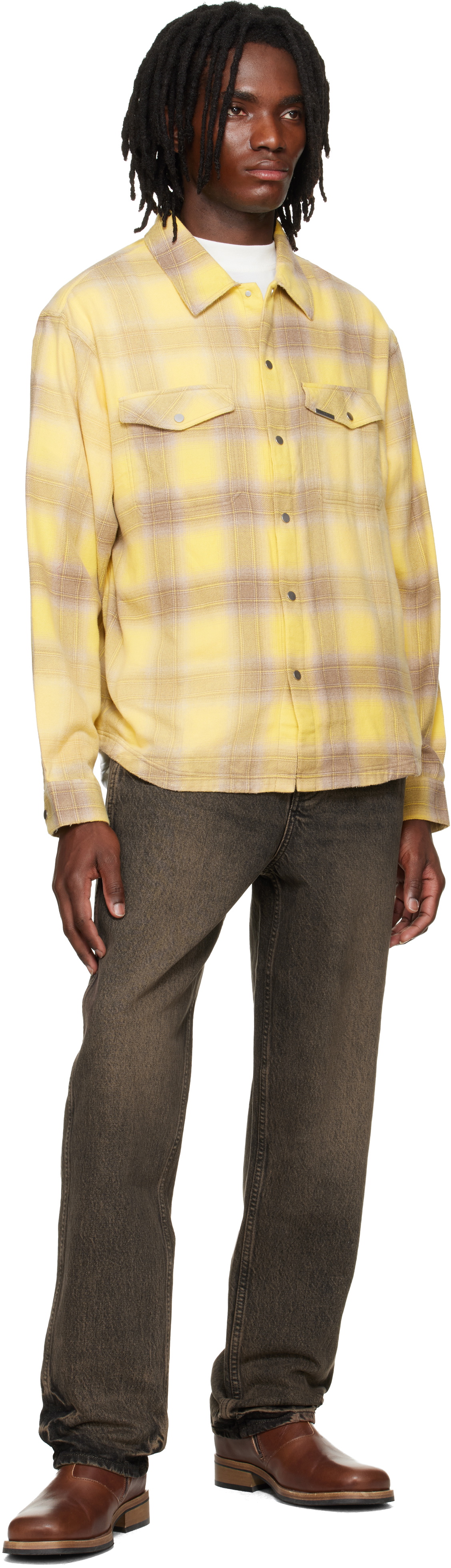 Represent Yellow & Beige Vintage Flannel Shirt
