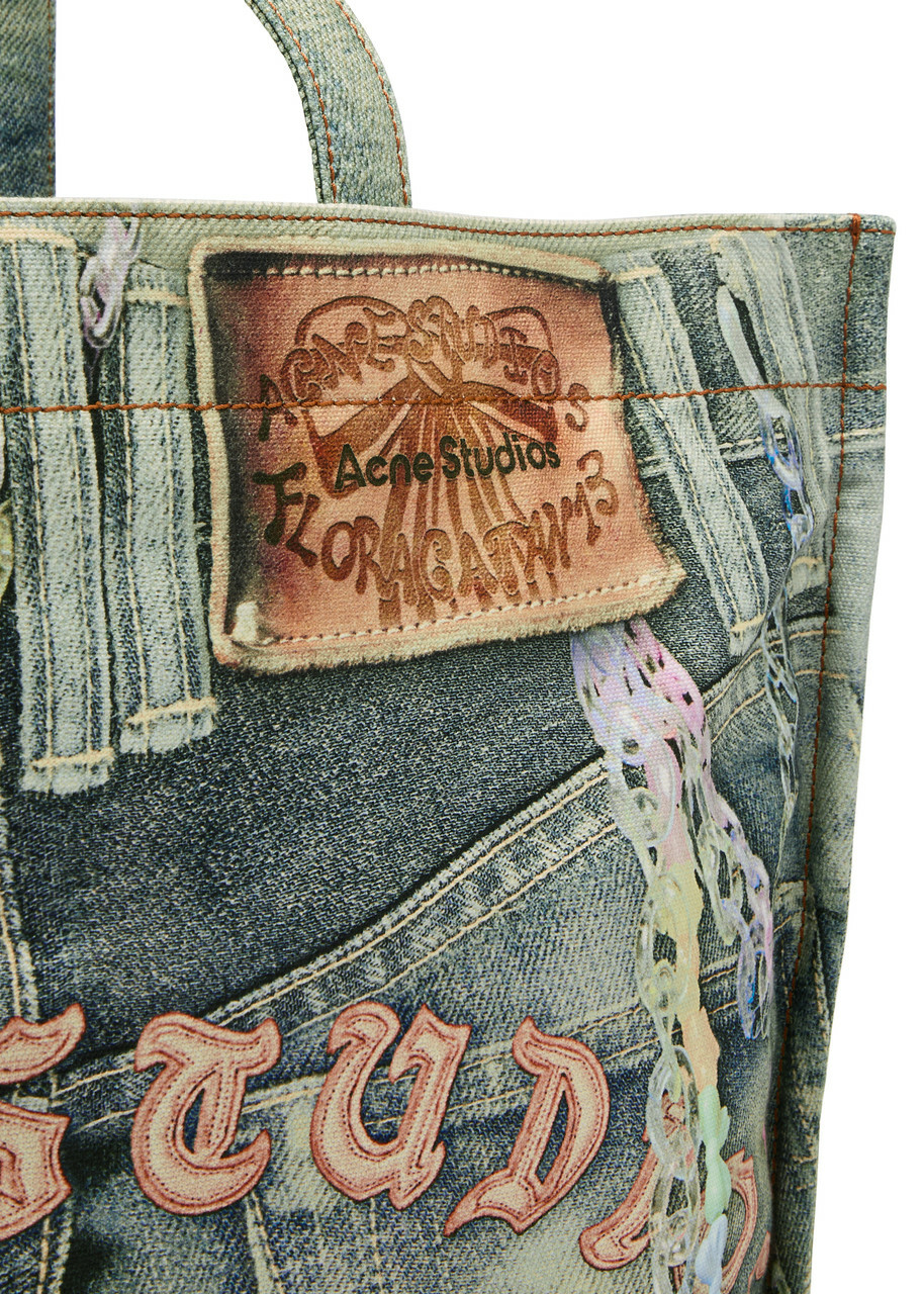 Acne Studios Jeans-print Canvas Tote - Blue - One Size