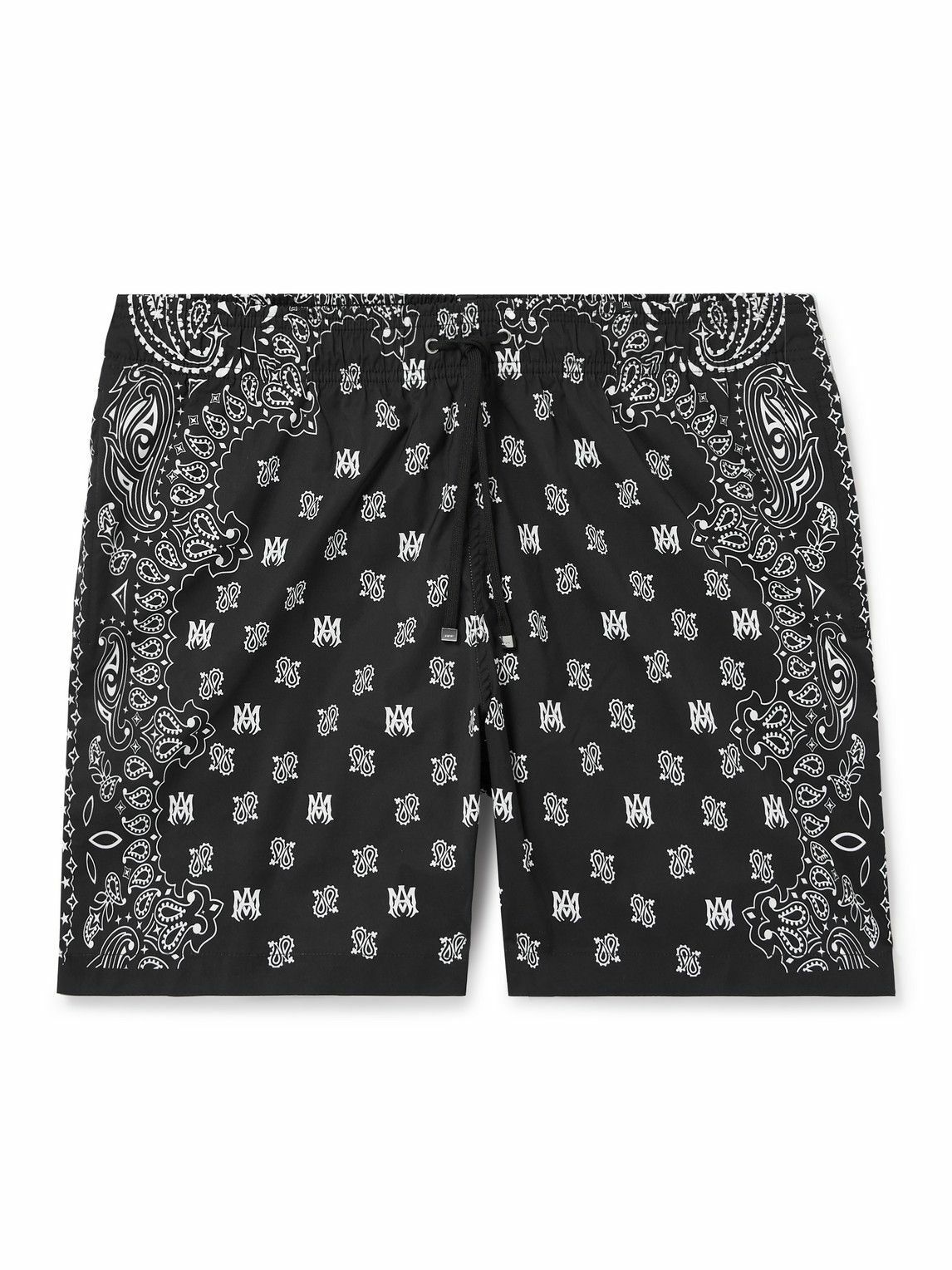 Photo: AMIRI - Slim-Fit Mid-Length Bandana-Print Swim Shorts - Black