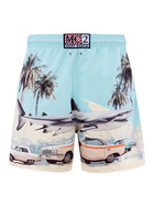 MC2 Saint Barth Man Mid-length Gustavia Swim-shorts With Car And Shark Placed Print | Ai Co-created Design By Rickdick - Powered By Red