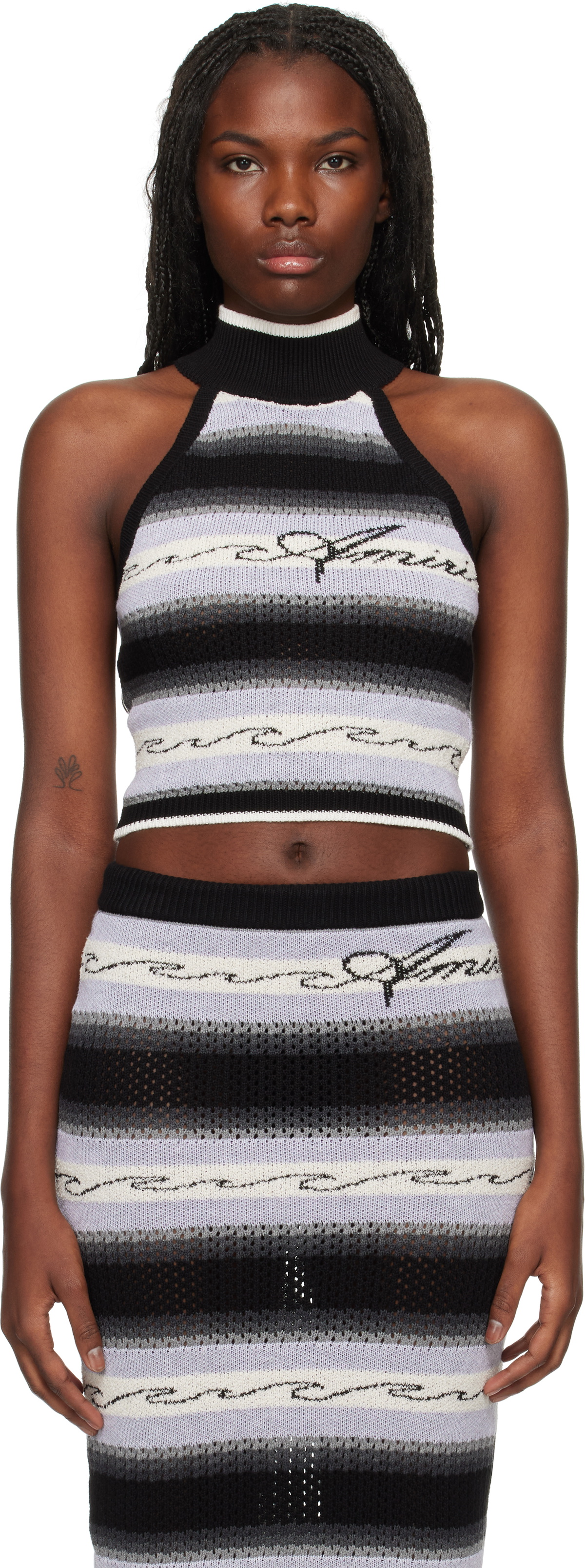 AMIRI Black Wave Baja Stripe Tank Top
