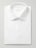 Brioni - White Slim-Fit Bib-Front Double-Cuff Cotton-Voile Shirt - White