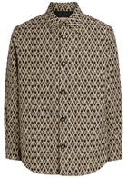 Valentino Garavani Chevron Cotton and Silk-blend Overshirt Beige