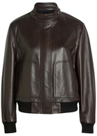Nour Hammour Rios Leather Bomber Jacket Dark Brown