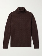 Allude - Slim-Fit Cable-Knit Cashmere-Blend Rollneck Sweater - Brown