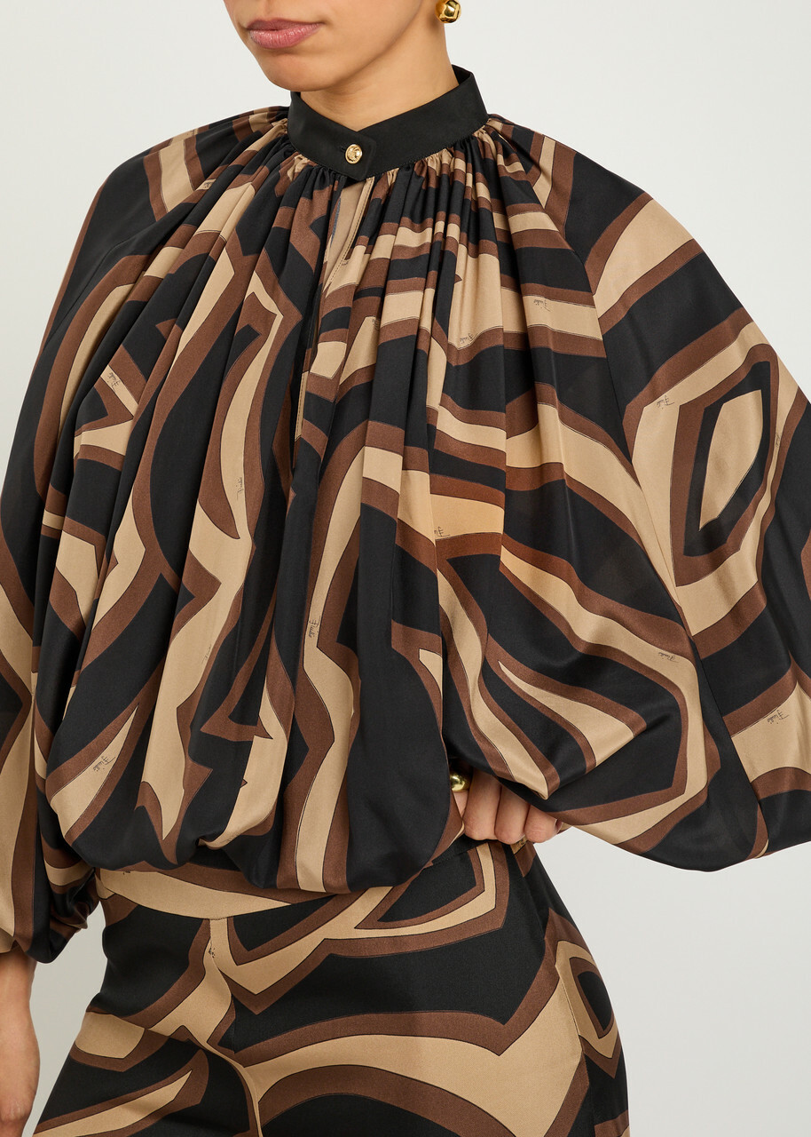 Pucci Printed Silk Blouse Black