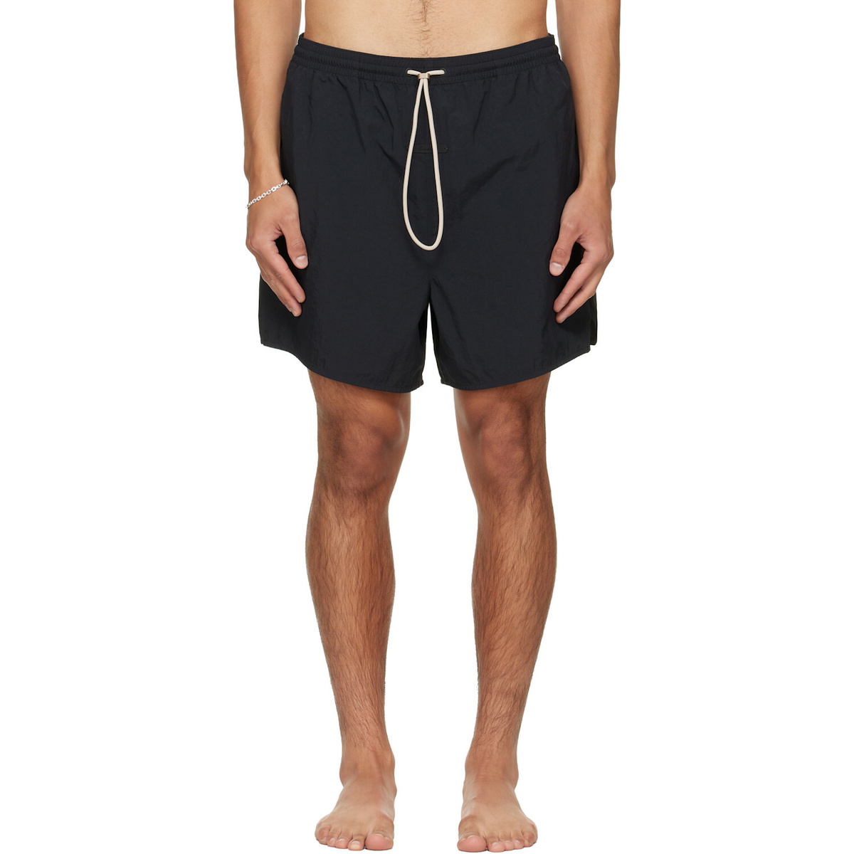 Fear of God ESSENTIALS Black Logo Patch Swim Shorts