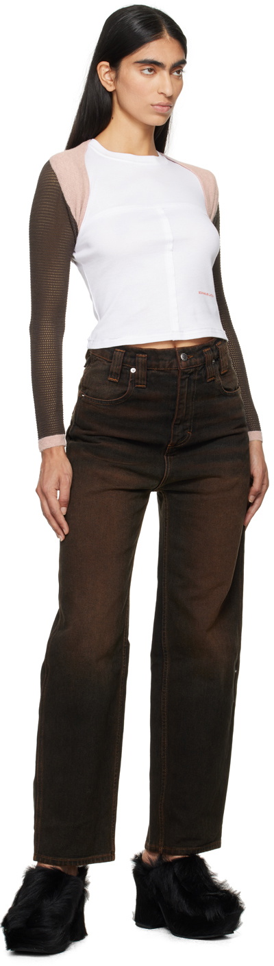 Eckhaus Latta Brown & Pink Twyla Shrug Cardigan