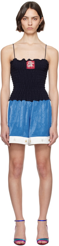 Photo: Conner Ives Black Shirred Boxing Short Romper
