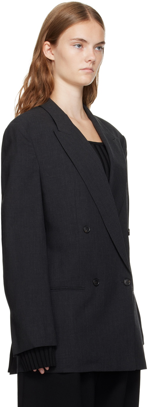 Recto Gray Peaked Lapel Blazer