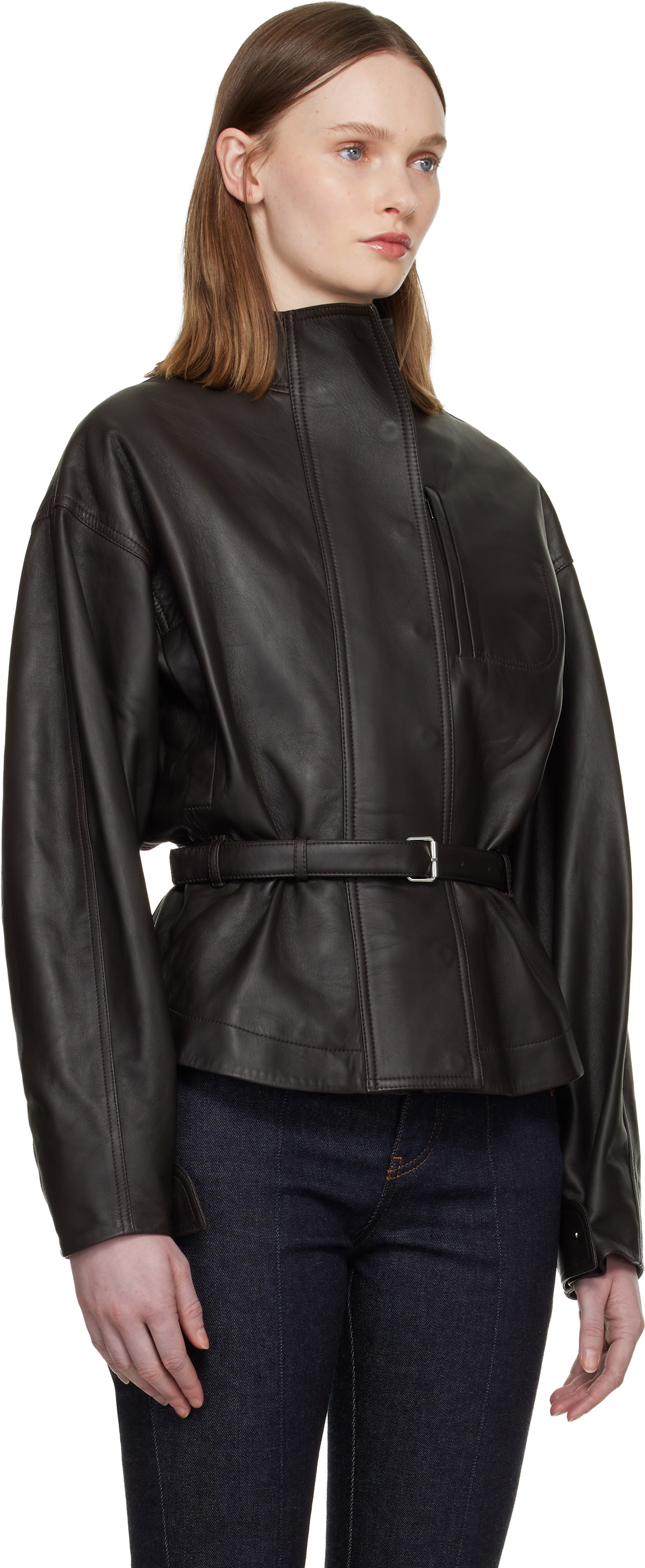 JACQUEMUS Brown 'The Ciro' Leather Jacket