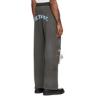 We11done Gray Washed Doodle Teddy Sweatpants