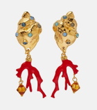 Oscar de la Renta Crystal-embellished clip-on earrings