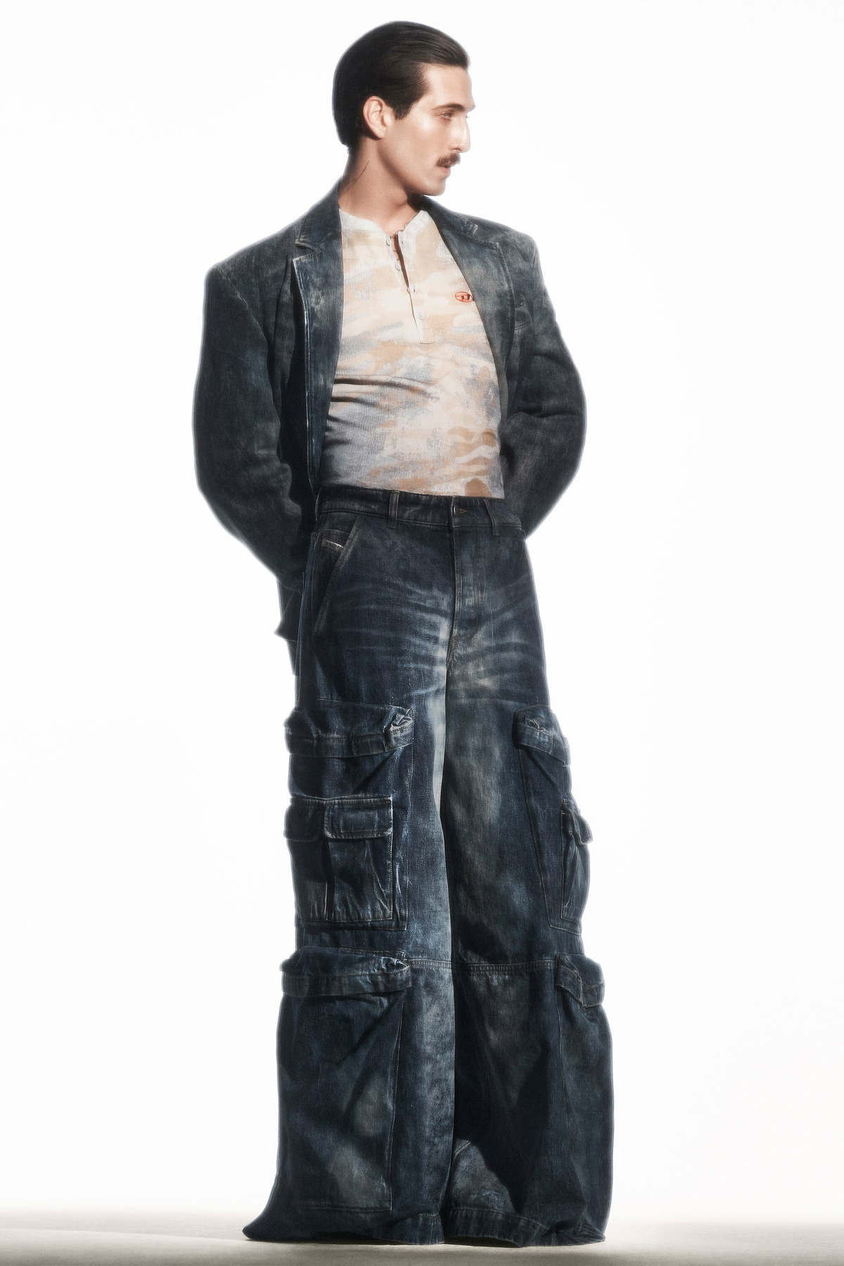 Diesel Blazer in hand-treated dirty denim - Denim Jackets - Unisex - Blue