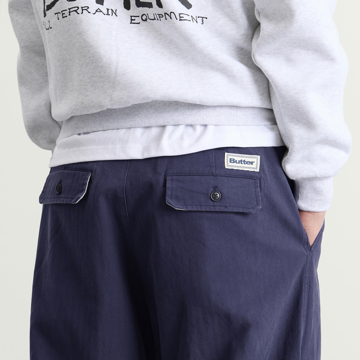 Butter Goods Men's Pleated Trousers in Washed Navy