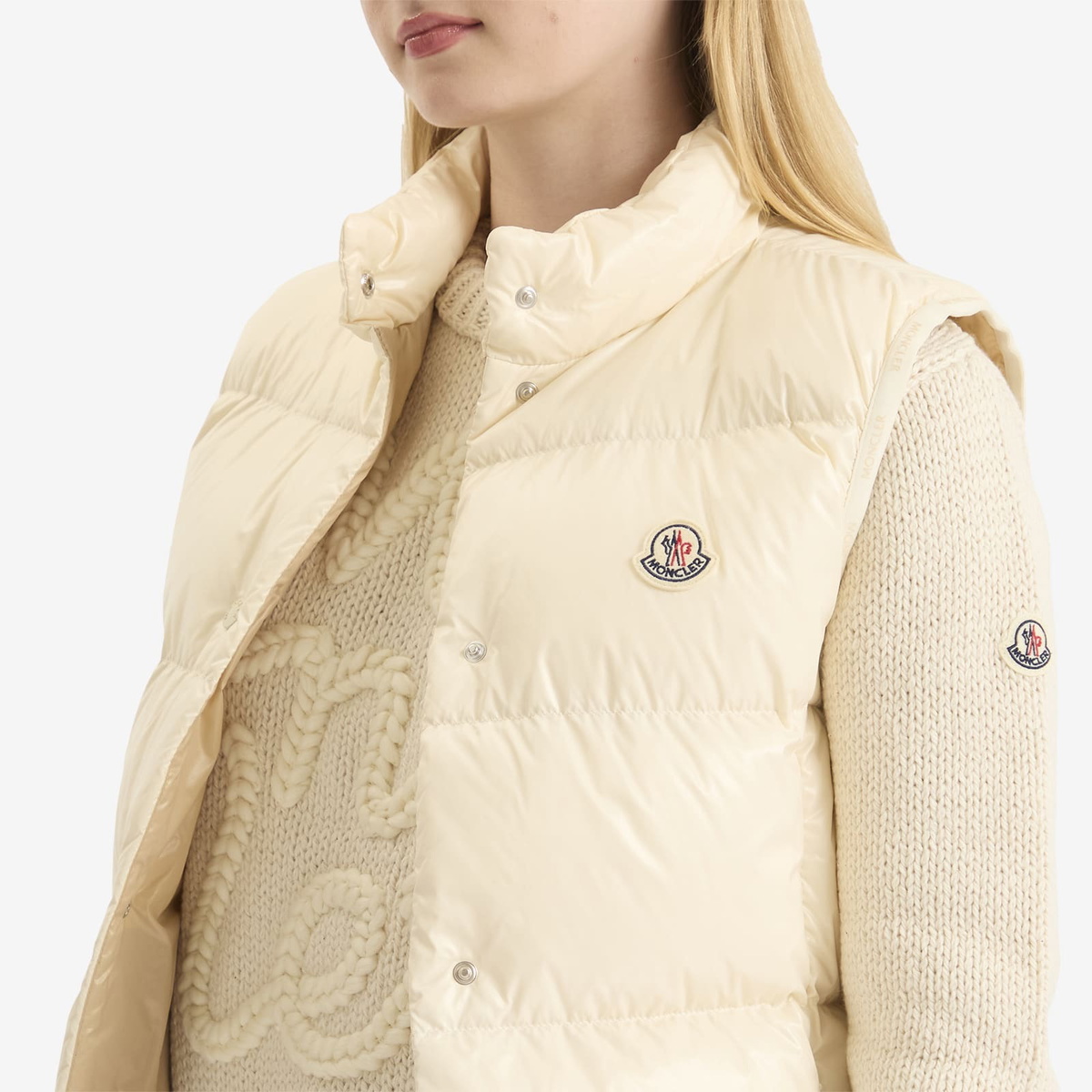 Moncler Women's Badia Puffer Vest in Cream Moncler