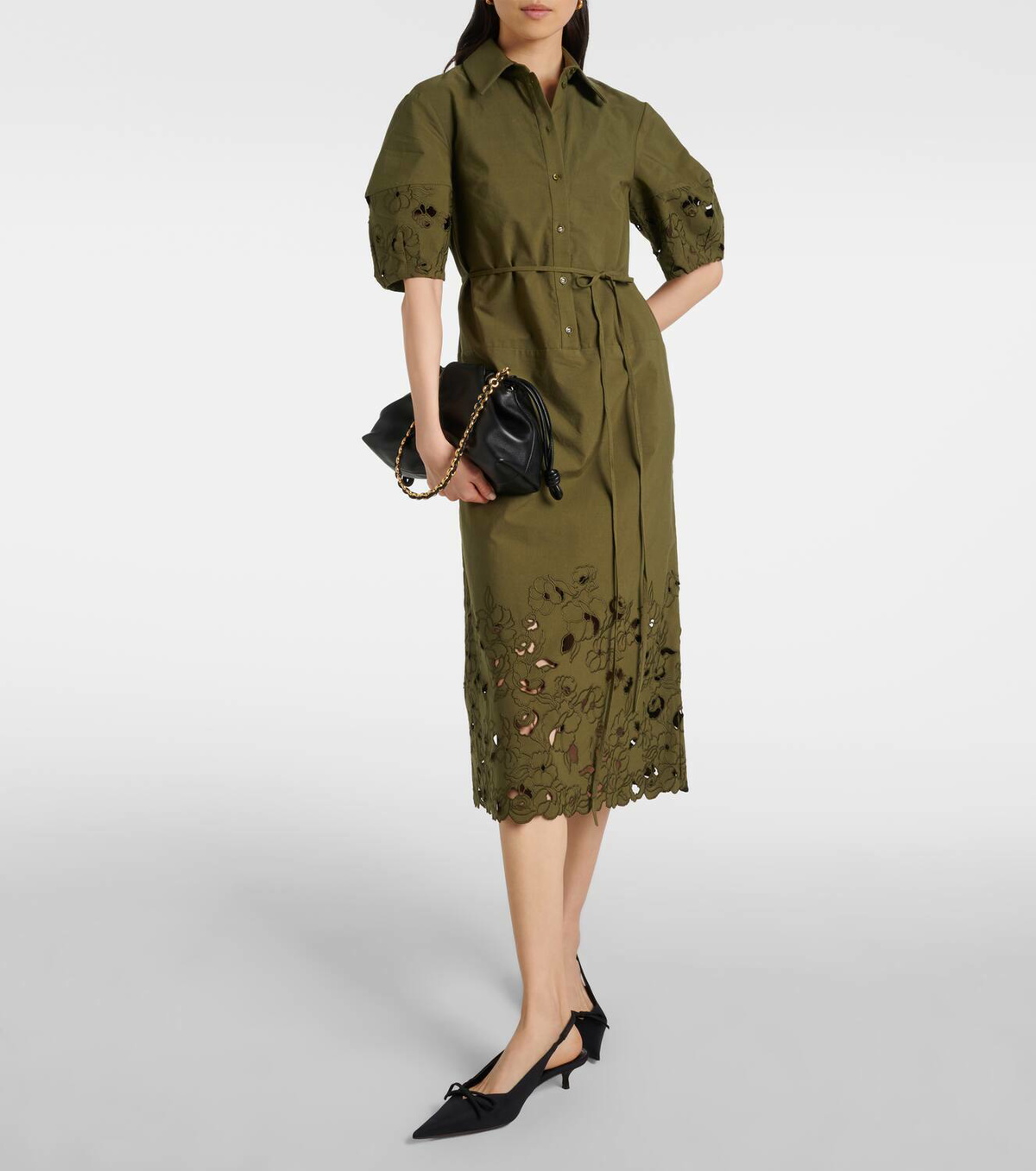 Erdem Belted cotton-blend shirt dress