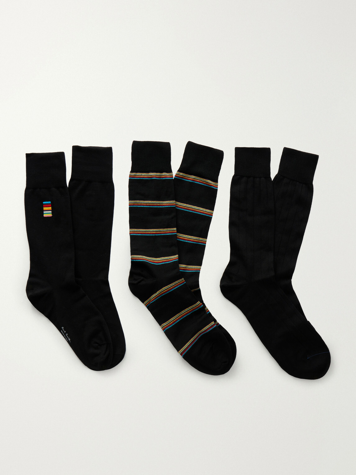 Paul Smith - Pack of Three Striped Cotton-Blend Socks