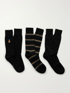 Paul Smith - Pack of Three Striped Cotton-Blend Socks