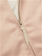 Golden Bear - Sukajan Leather-Trimmed Satin Bomber Jacket - Pink