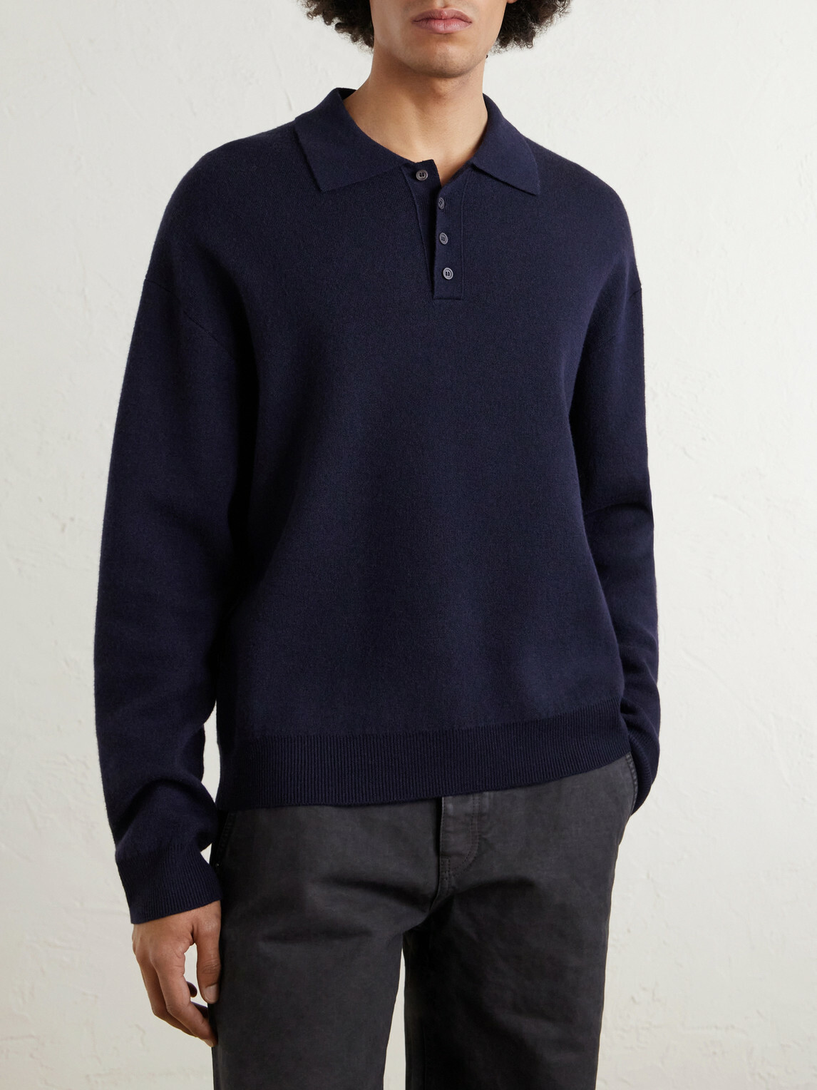 LOEWE - Wool-Blend Polo Sweater - Blue