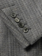 AMI PARIS - Double-Breasted Herringbone Virgin Wool-Blend Coat - Neutrals