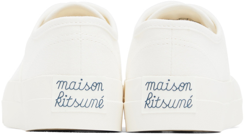 Maison Kitsuné White Canvas Laced Low-Top Sneakers