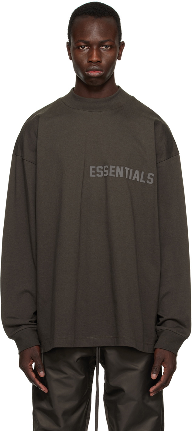 Essentials Gray Crewneck Long Sleeve T-Shirt