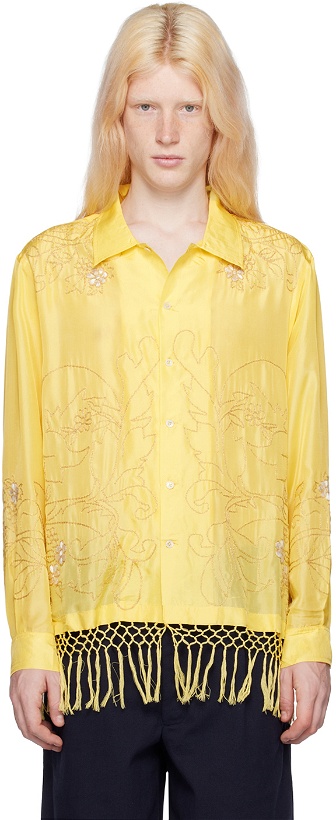 Photo: Bode Yellow Paquerette Fringe Shirt