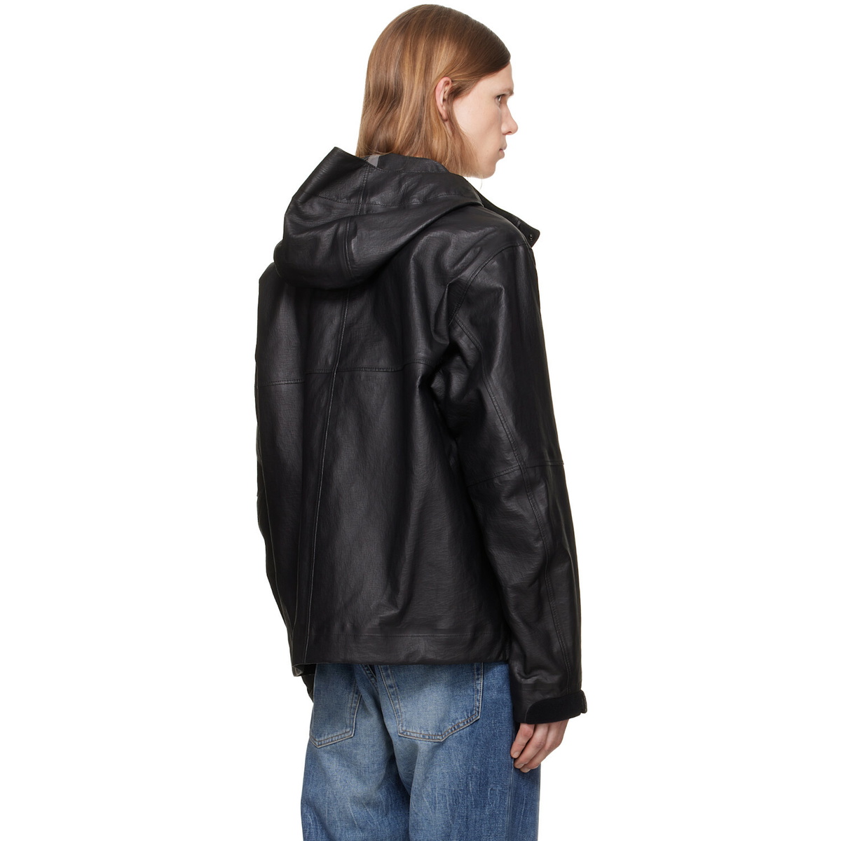 Stone Island Black 0100001 Organza Leather Jacket