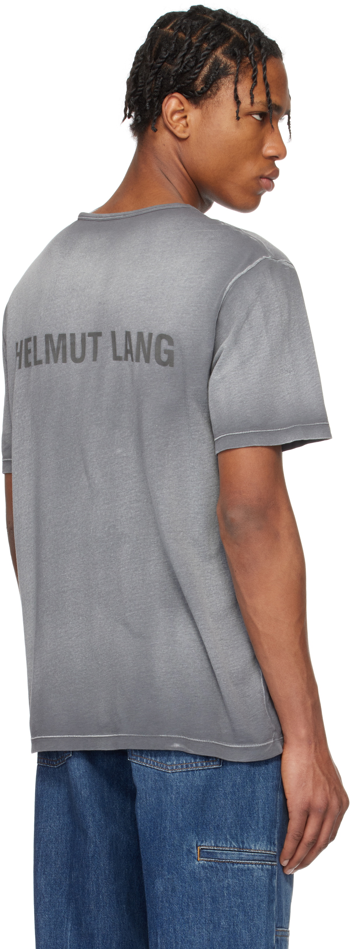Helmut Lang Gray Garment-Dyed 'New York' T-shirt