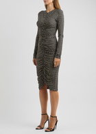 Norma Kamali Printed Ruched Stretch-jersey Midi Dress Black