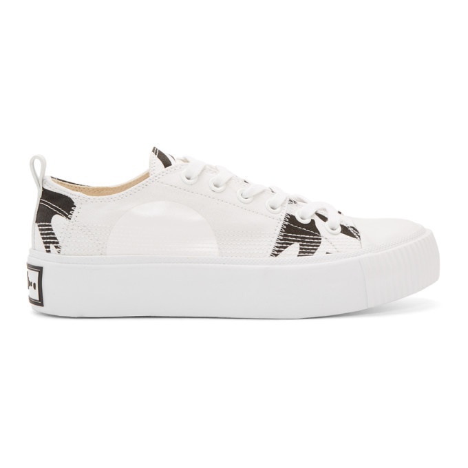 Photo: McQ Alexander McQueen White and Black Plimsoll Platform Low Sneakers