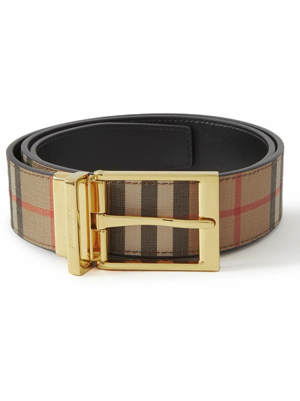 Photo: Burberry - 3.5cm Reversible Checked E-Canvas and Leather Belt - Brown