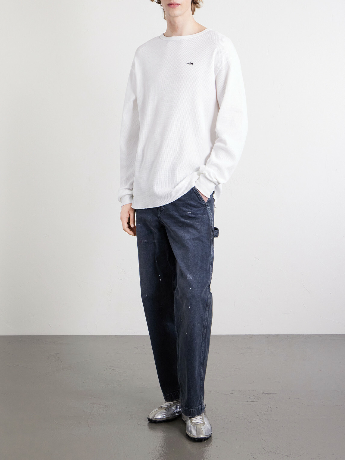 SAINT MXXXXXX - Thermal Logo-Embroidered Honeycomb-Knit Cotton T