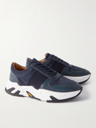 Mr P. - Mesh and Leather-Trimmed Regenerated Suede by evolo® Sneakers - Blue