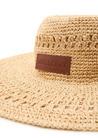 Mulberry Logo Crochet Straw hat Natural