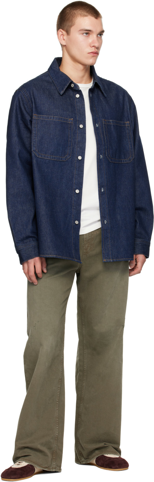 AGOLDE Navy Craven Shirt