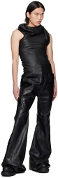 Rick Owens Black Banded Leather T-Shirt