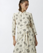 Pinko Long Shirt Dress In Swirl Print Twill Cream/Black