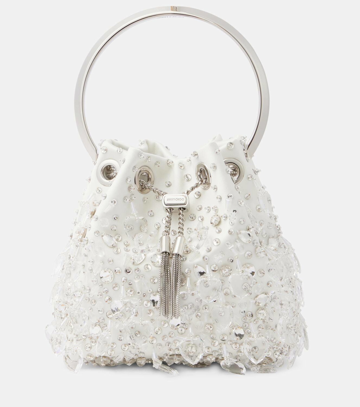 トートバッグ jimmy choo bon bon satin crystal Jimmy Choo Bon Bon Crystal-Embellished Satin Bag | Saks