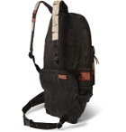 KAPITAL - Distressed Appliquéd Canvas Backpack with Detachable Belt Bag - Black